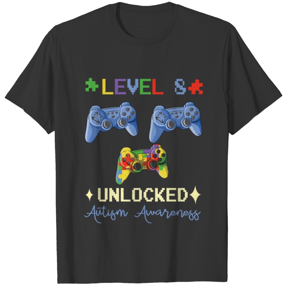 Gamer Age 8 Born Birth Puzzle Autism Awareness T-shirt