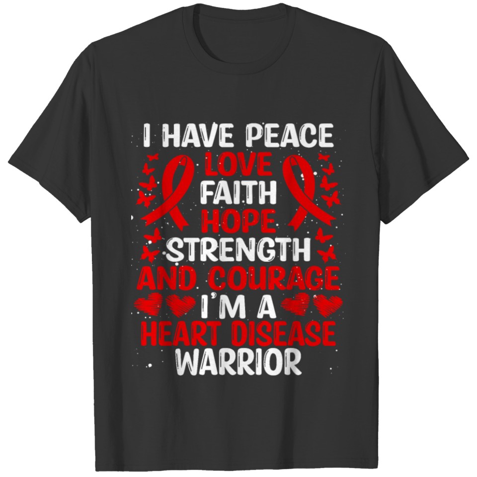 Heart Disease Warrior Love Awareness Ribbon T-shirt