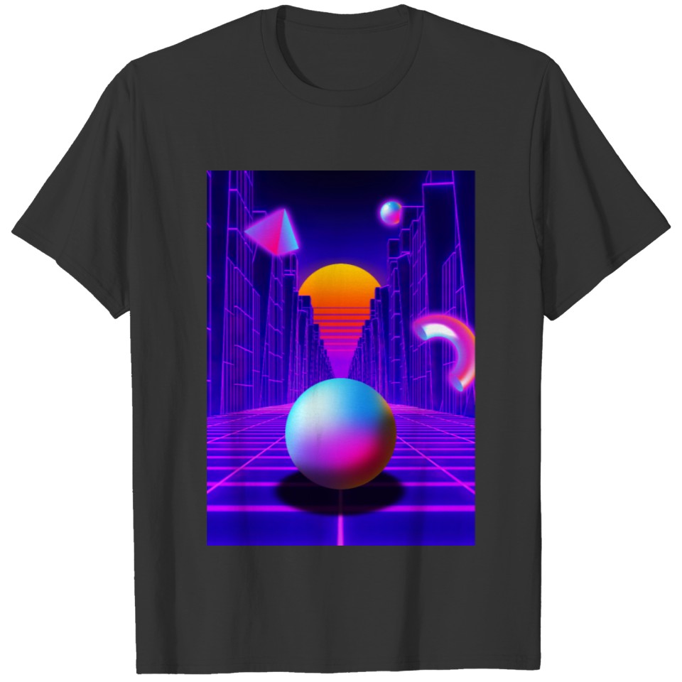 Neon sunset, trench and sphere T-shirt