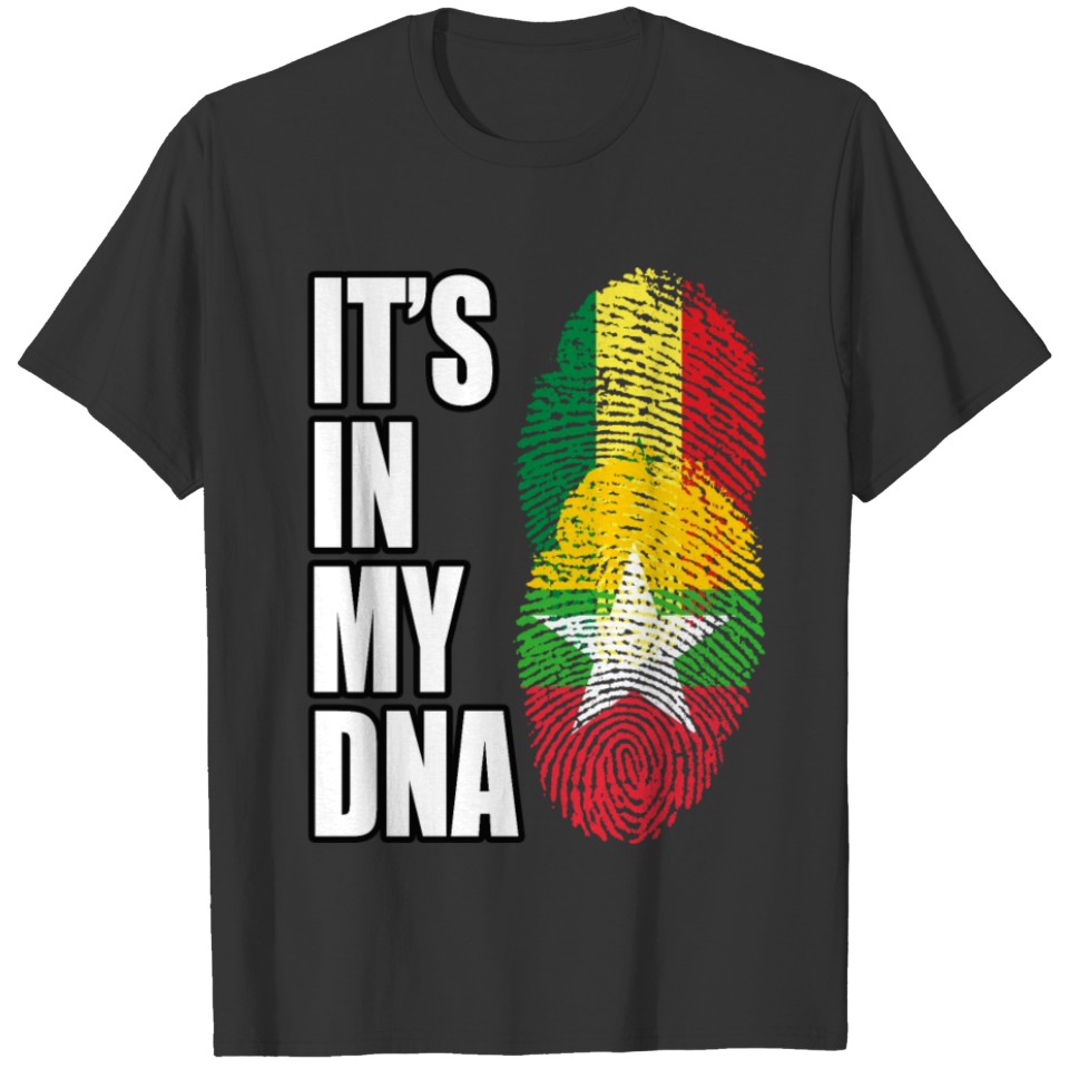 Senegalese And Burmese Vintage Heritage DNA Flag T-shirt