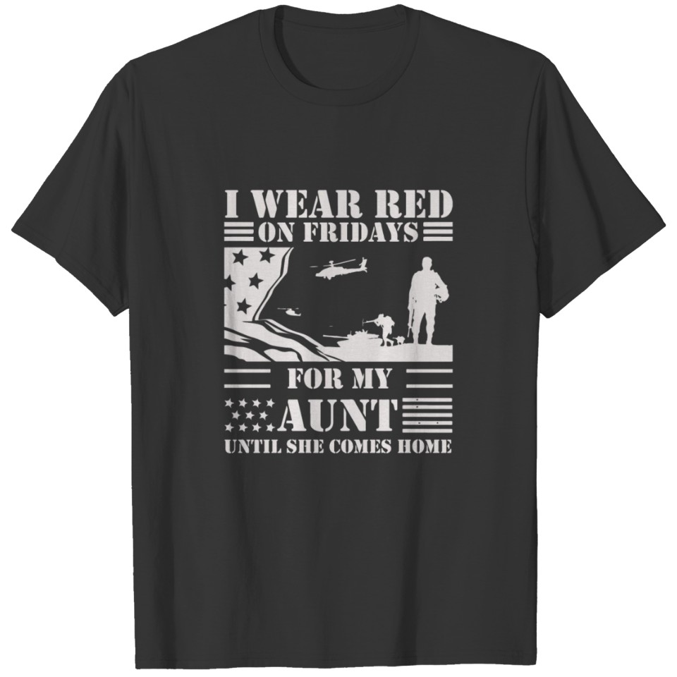 Red Friday T Shirts For Military Veteran Aunt