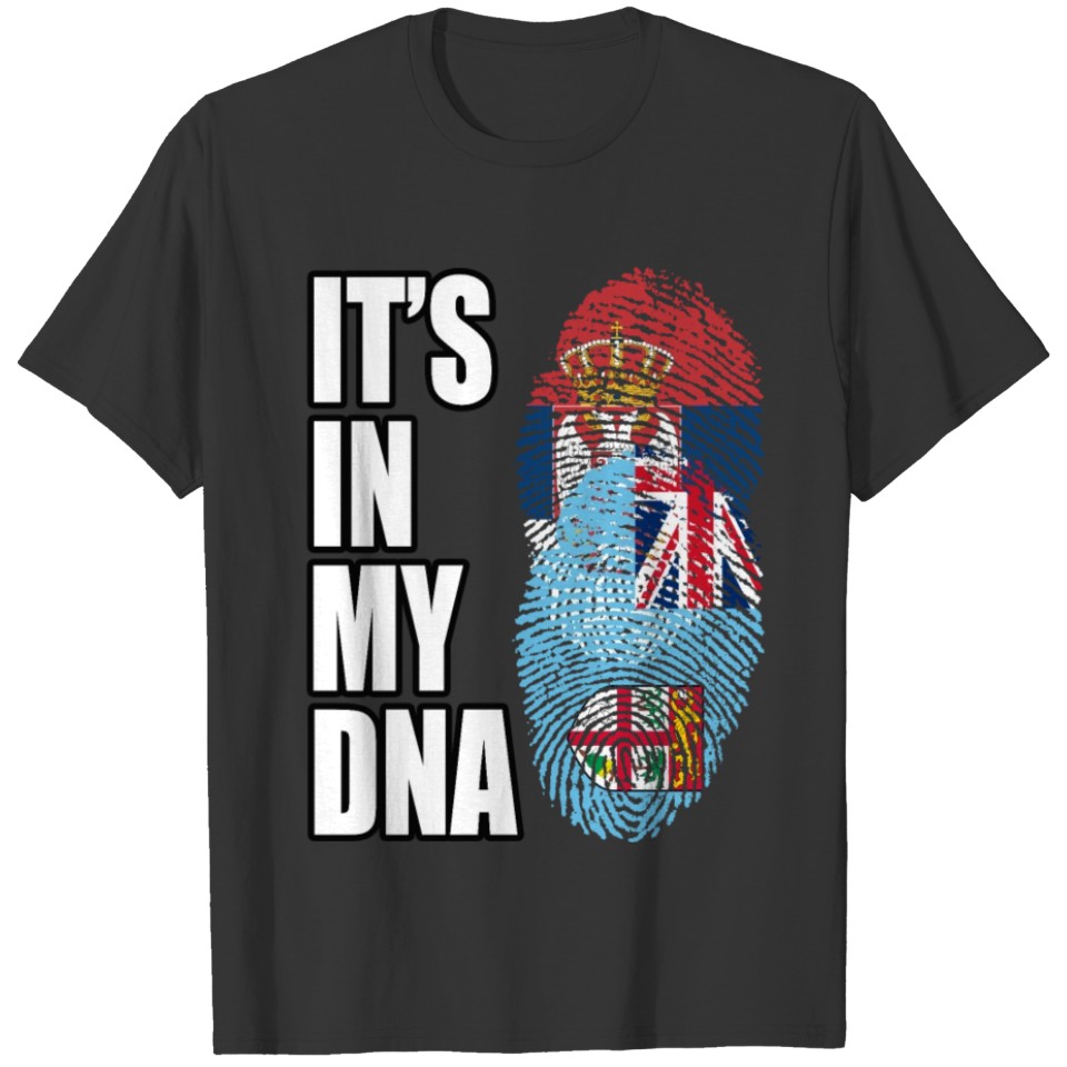 Serbian And Fijian Vintage Heritage DNA Flag T-shirt