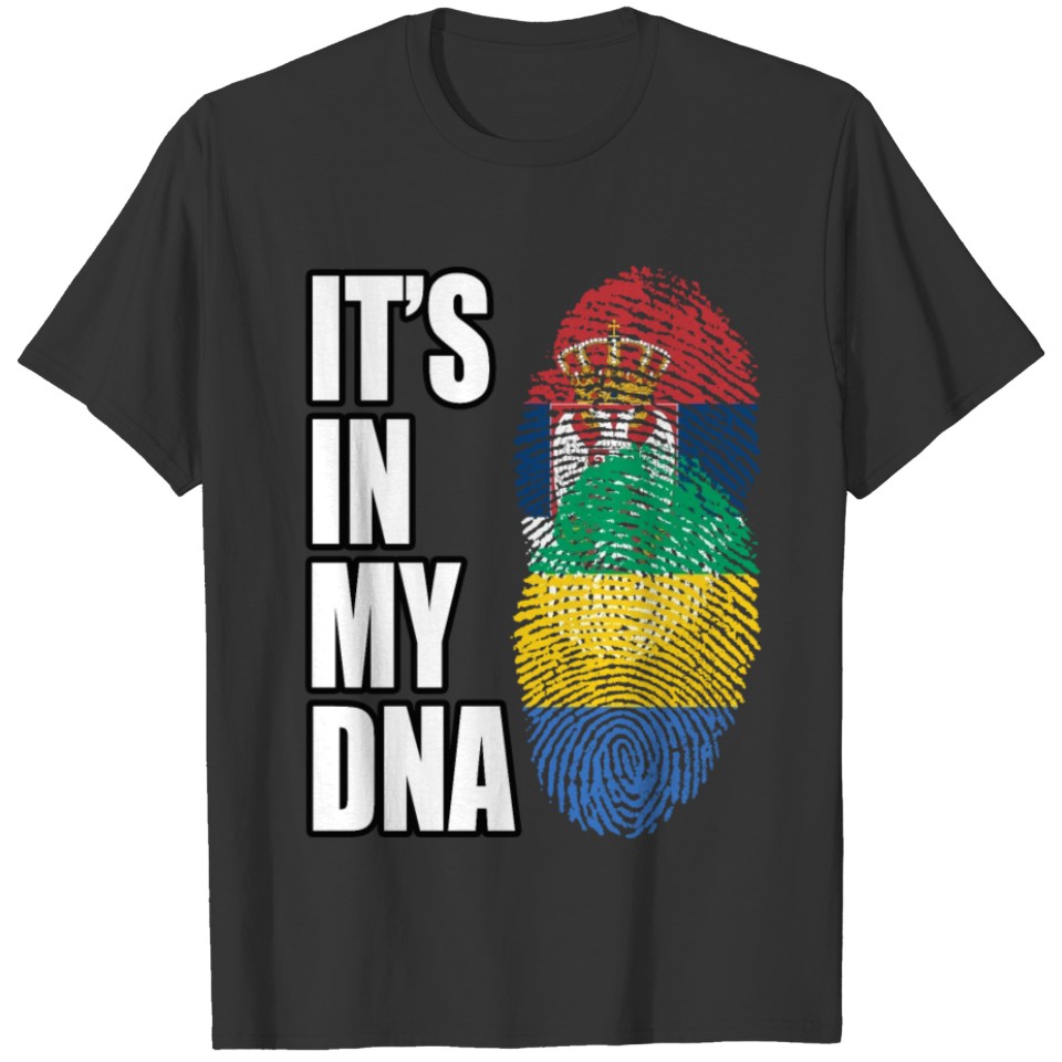 Serbian And Gabonese Vintage Heritage DNA Flag T-shirt