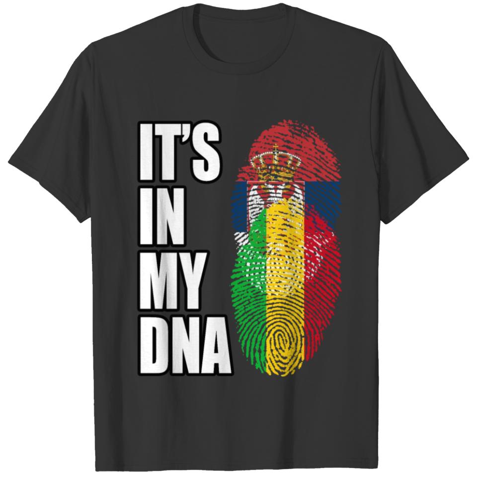 Serbian And Malian Vintage Heritage DNA Flag T-shirt