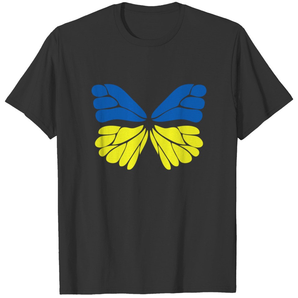 Blue and yellow butterfly ukrainian T Shirts
