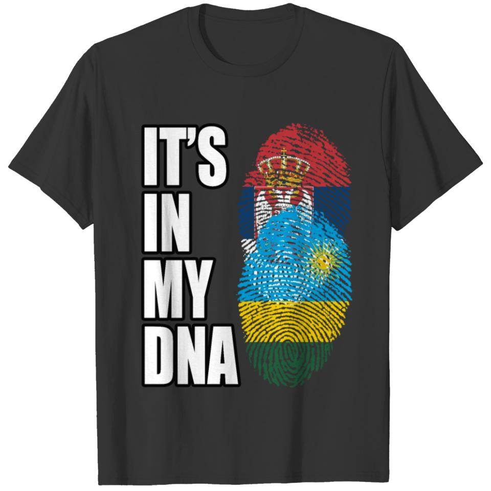 Serbian And Rwandan Vintage Heritage DNA Flag T-shirt