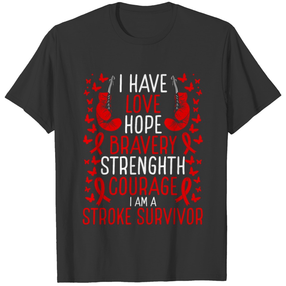 Stroke Survivor Hope Love Stroke Awareness T-shirt