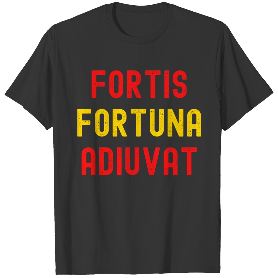 Fortis Fortuna Adiuvat (distressed Red and Gold) T-shirt