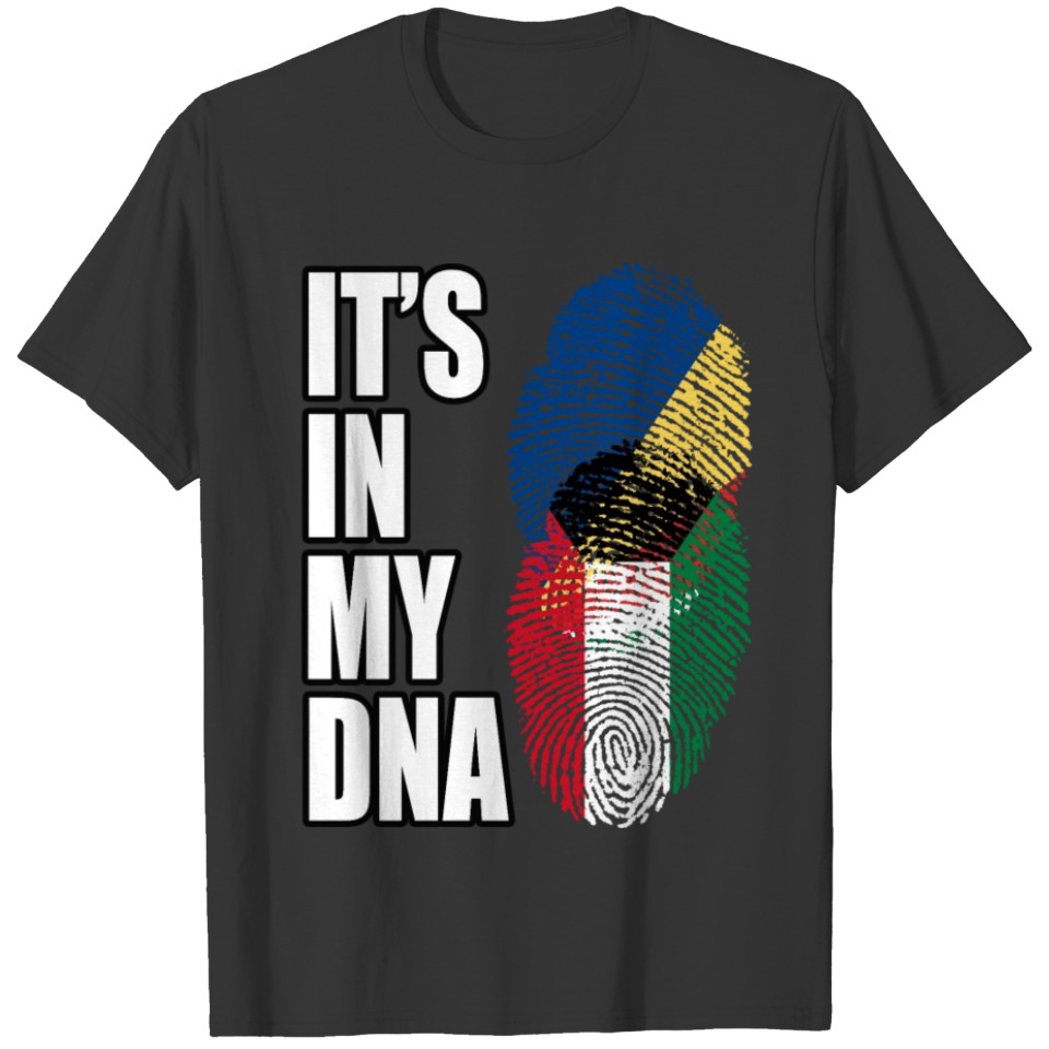 Seychellois And Kuwaiti Vintage Heritage DNA Flag T-shirt