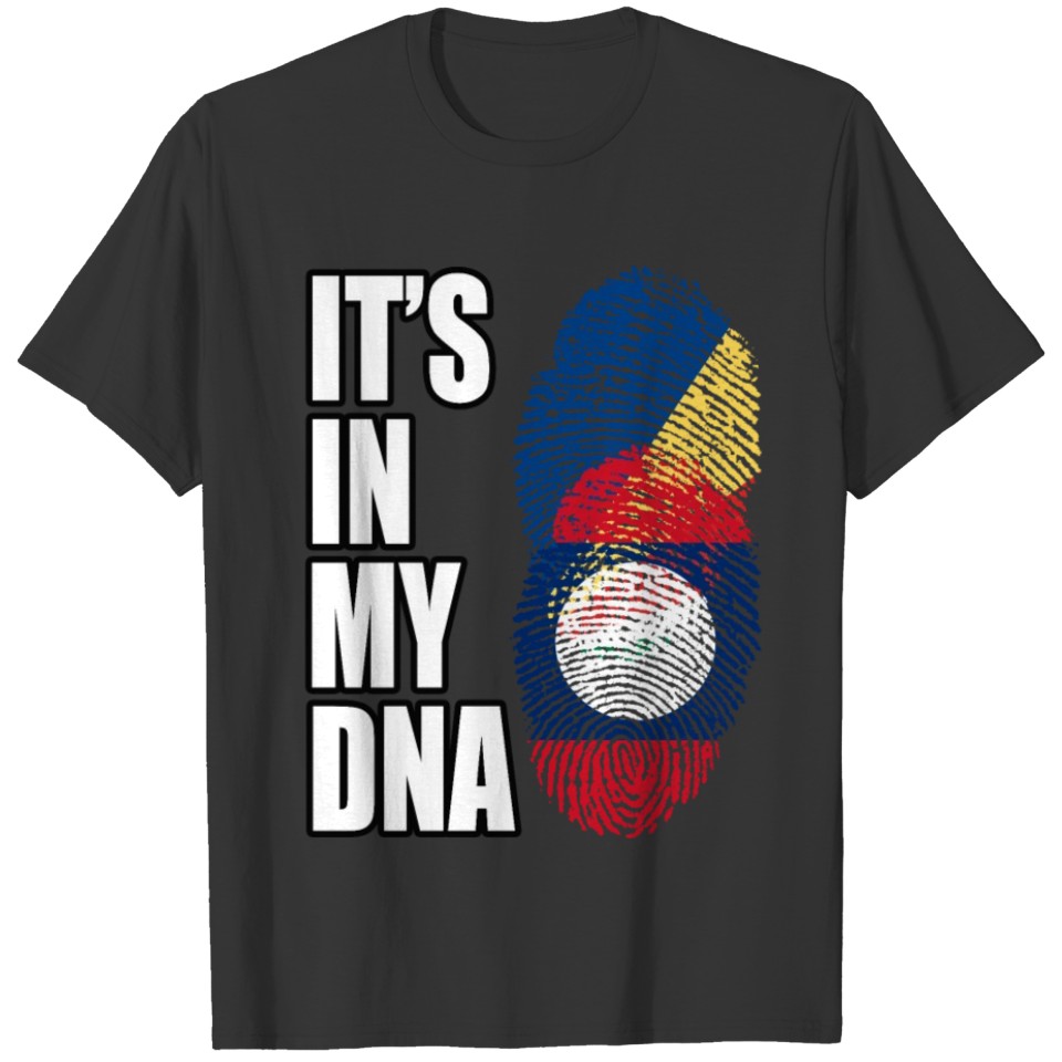 Seychellois And Laotian Vintage Heritage DNA Flag T-shirt