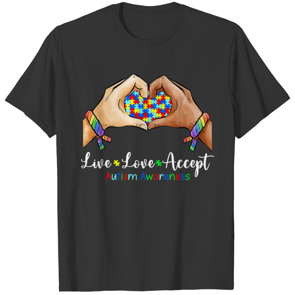 Live Love Accept Autism Awareness Love Hoodie T-shirt
