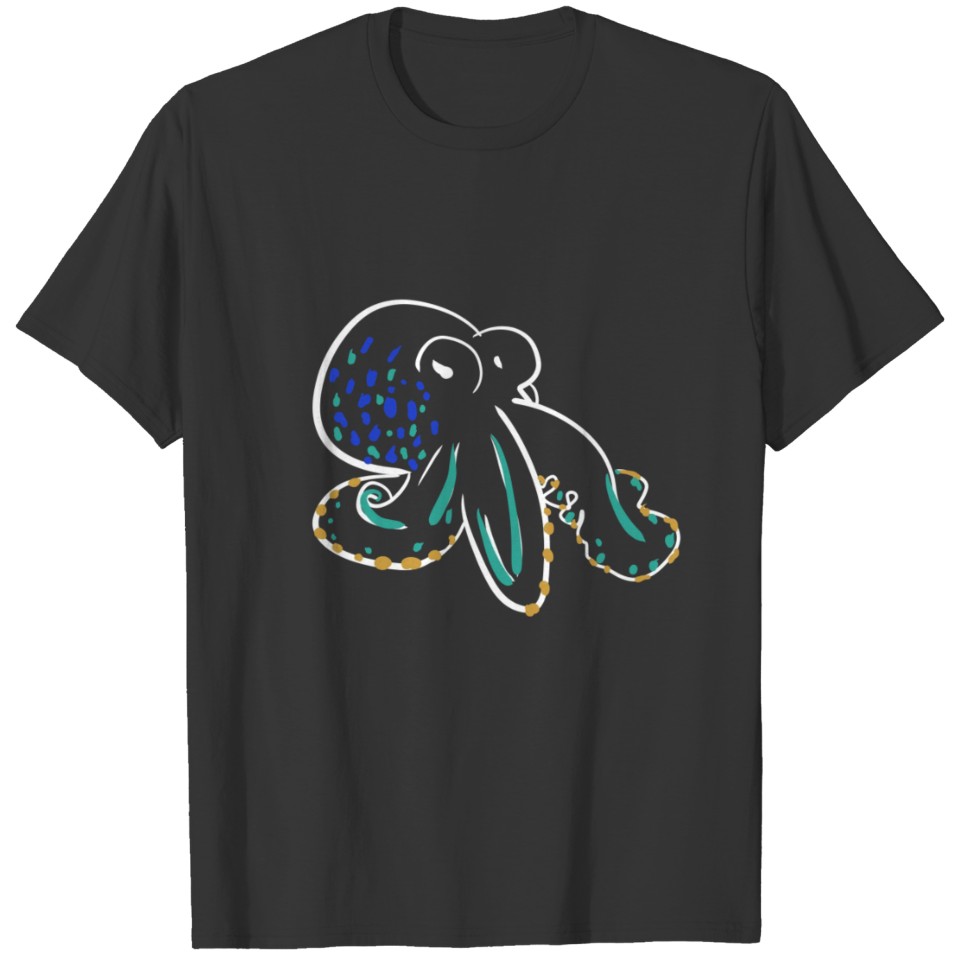 Octopus animal sea creature biology life cartoon T-shirt
