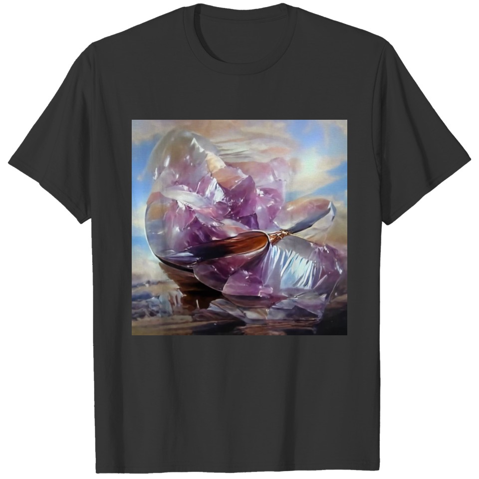 Amethyst aura quartz crystal gemstone T-shirt