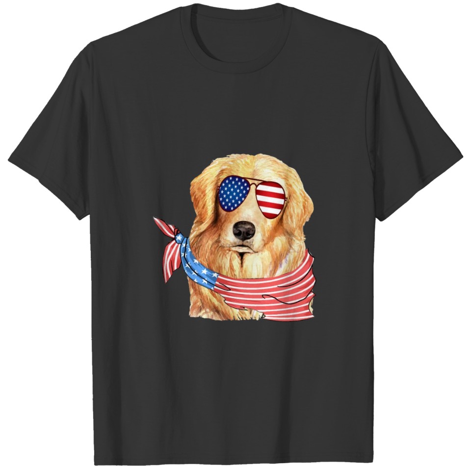 American Golden Retriever flag T-shirt