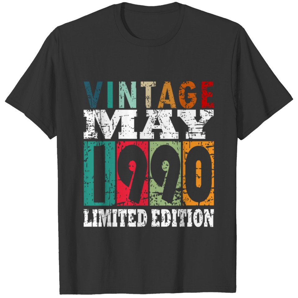 1990 vintage born in May gift T-shirt