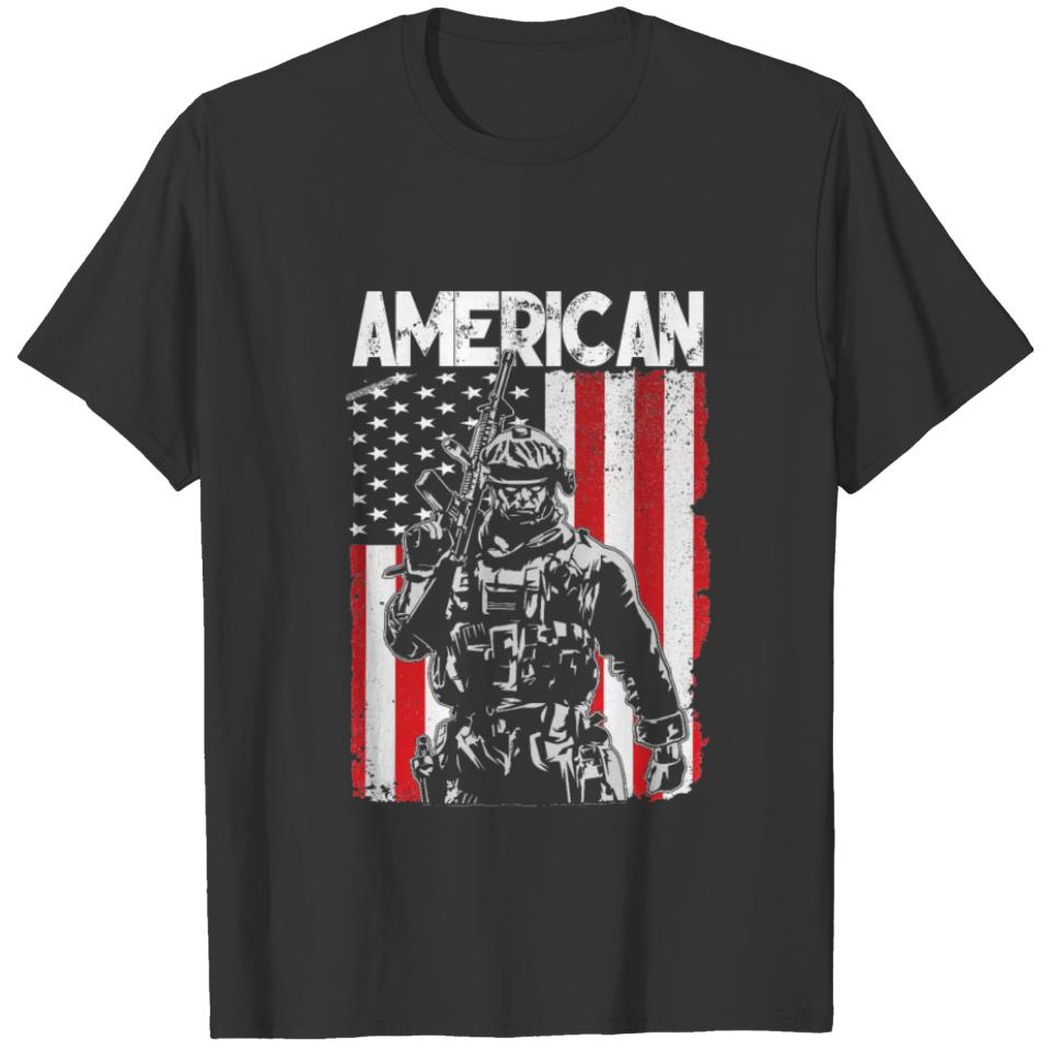 4th Of July US Military. American Flag Shirt T-shirt