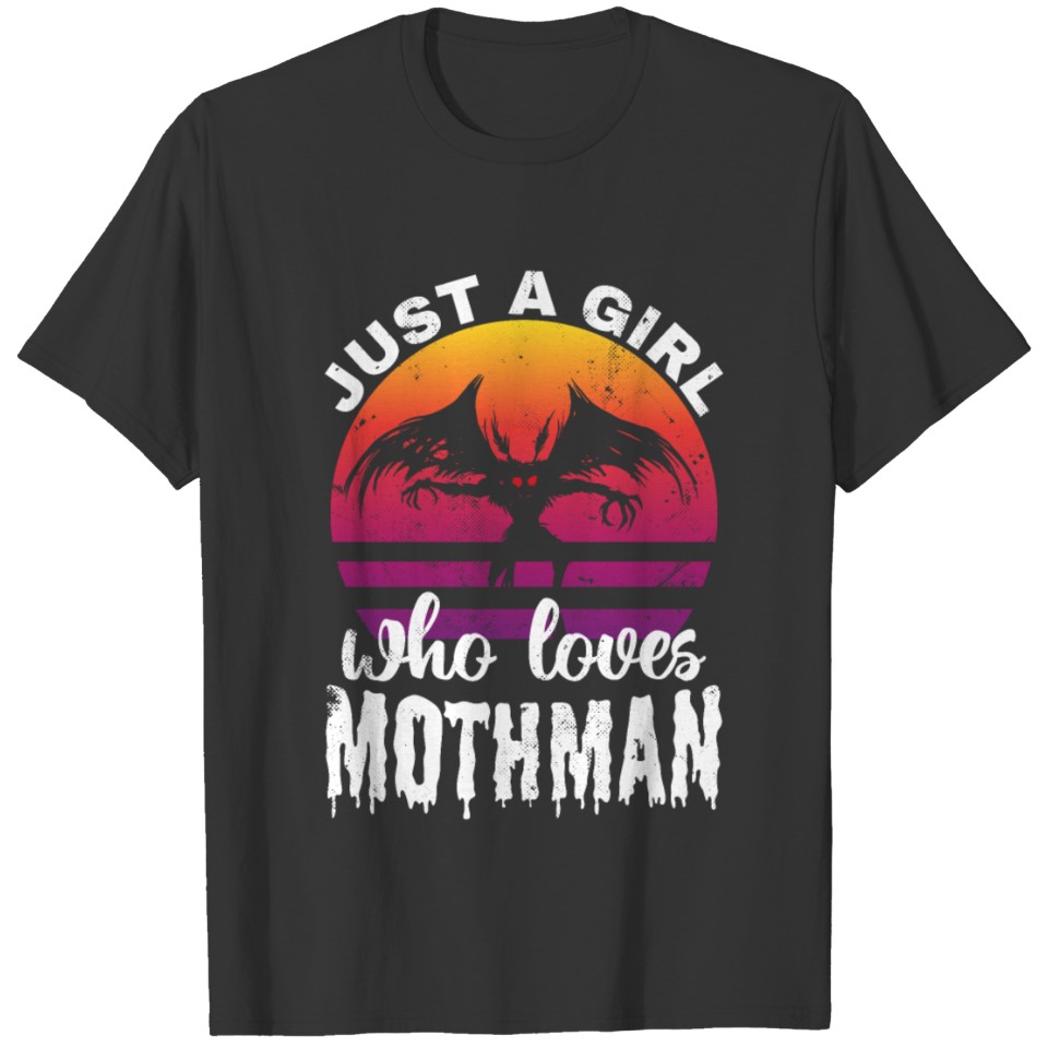 Just a Girl who loves Mothman Retro Sunset Womens T-shirt