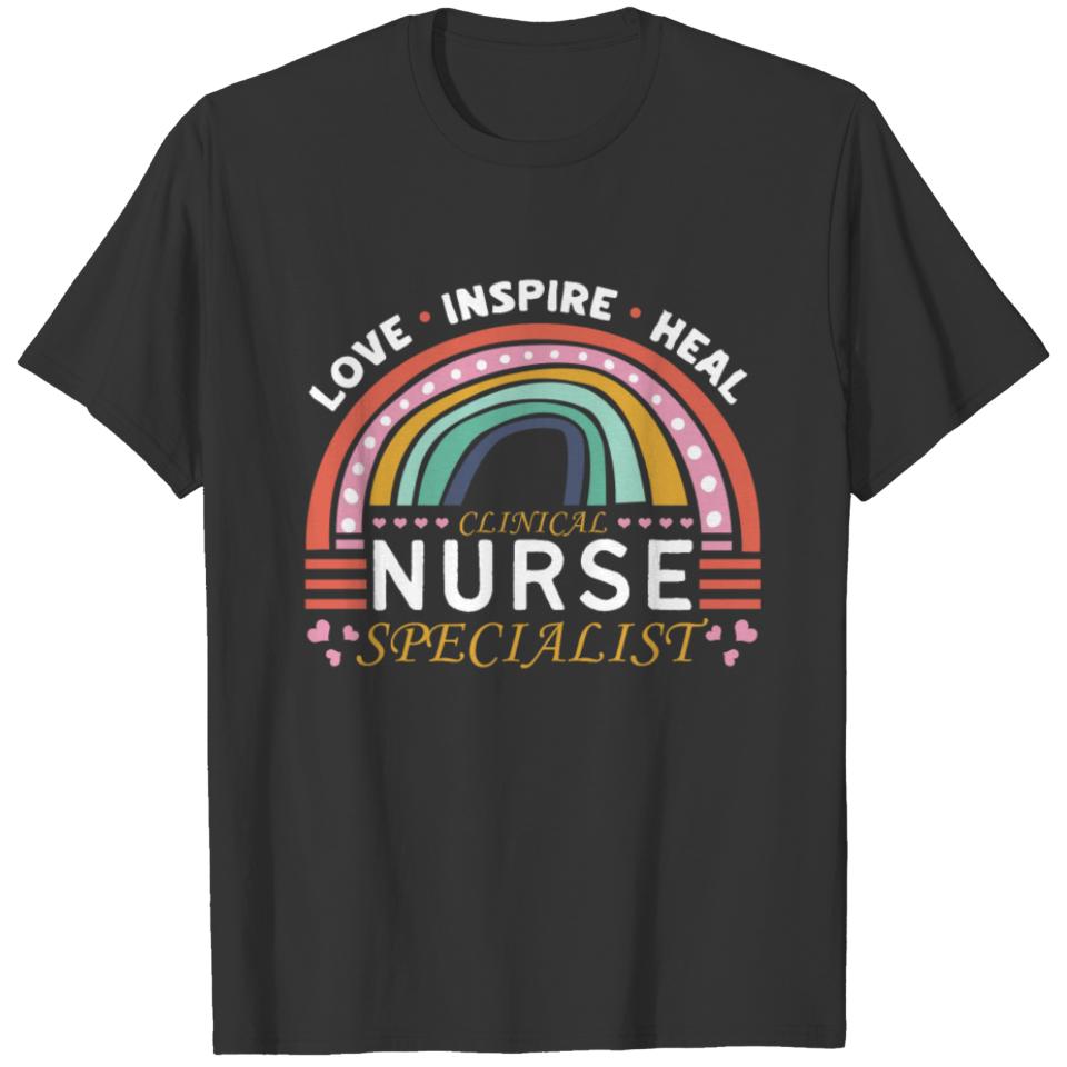 Clinical Nurse Specialist Love Inspire Heal T-shirt