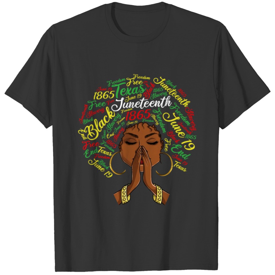 Juneteenth Afro Black Curly Hair Girl T Shirts