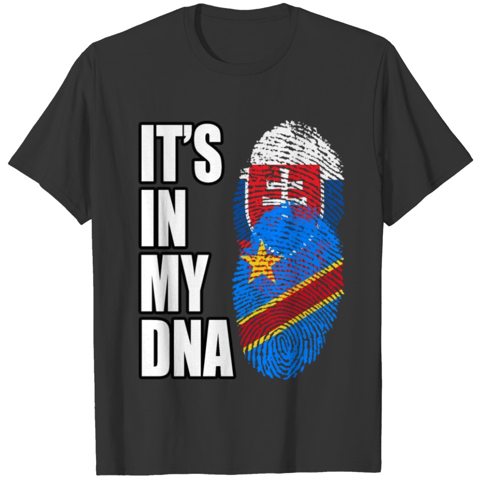 Slovak And Congolese Vintage Heritage DNA Flag T-shirt