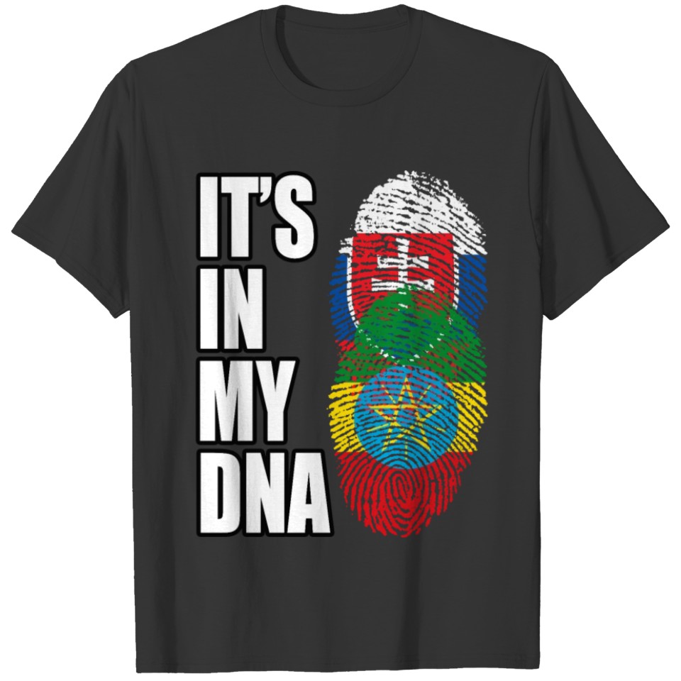 Slovak And Ethiopian Vintage Heritage DNA Flag T-shirt