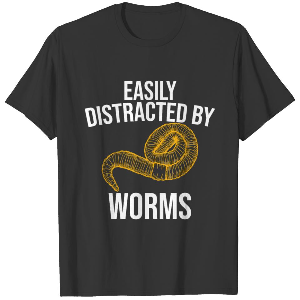 Funny Easily Distracted by Worms Vermiculture T-shirt