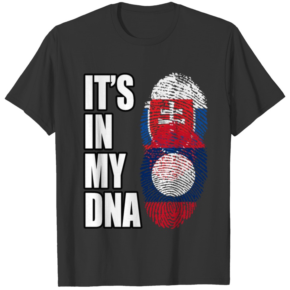 Slovak And Laotian Vintage Heritage DNA Flag T-shirt