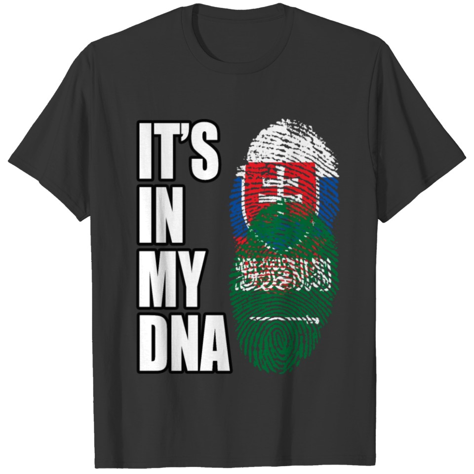 Slovak And Saudi Arabian Vintage Heritage DNA Flag T-shirt