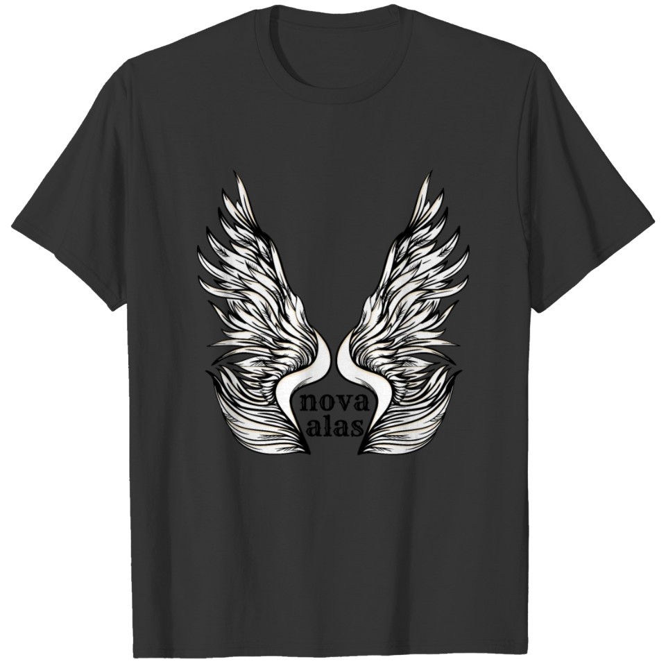 A New wings vector design on black text T-shirt