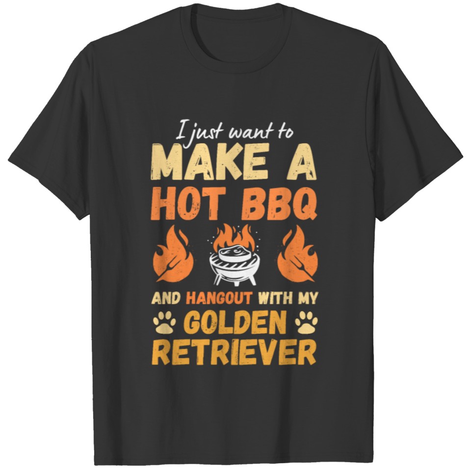 BBQ grilling and golden retriever lovers T-shirt