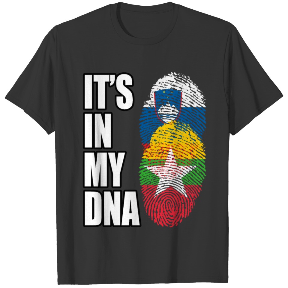 Slovenian And Burmese Vintage Heritage DNA Flag T-shirt