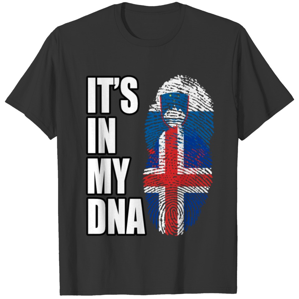 Slovenian And Icelandic Vintage Heritage DNA Flag T-shirt