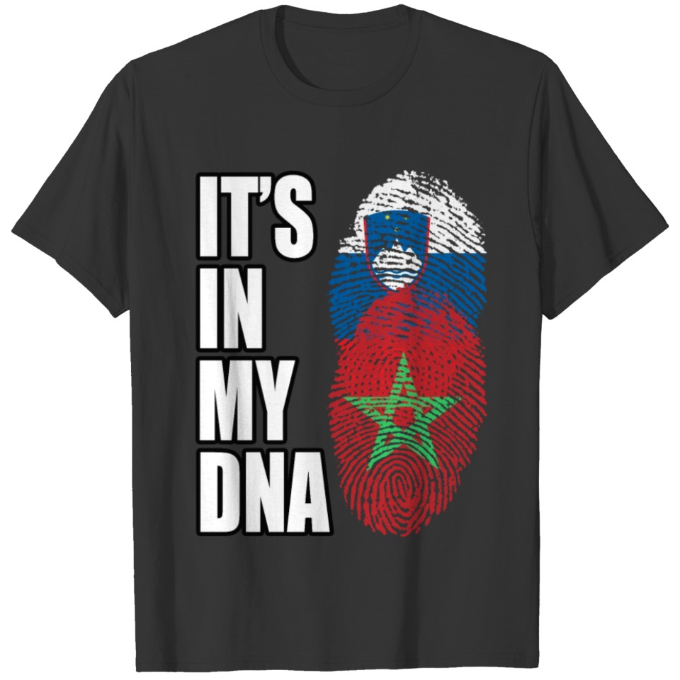 Slovenian And Moroccan Vintage Heritage DNA Flag T-shirt
