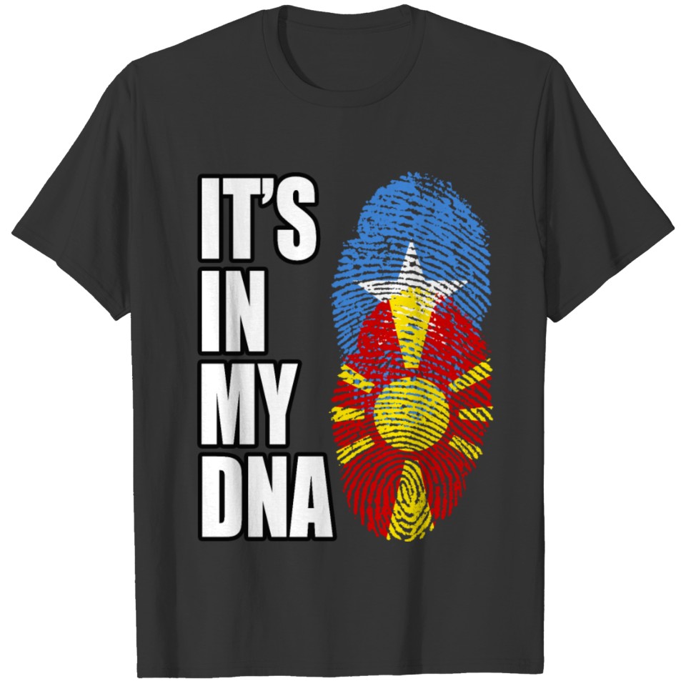 Somali And Macedonian Vintage Heritage DNA Flag T-shirt