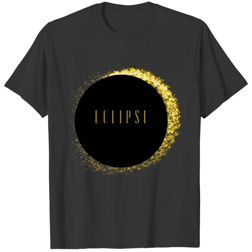 Eclipse Black and Gold Graphic Design T-shirt