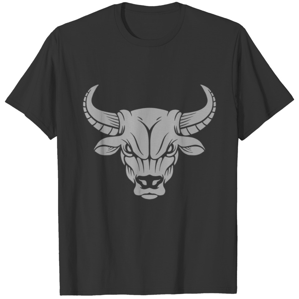 head bull tattoo illustration white T-shirt