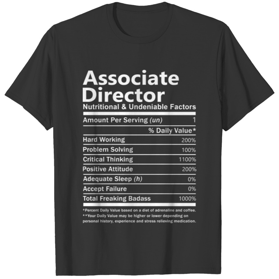 Associate Director T Shirt - Nutritional And Unden T-shirt