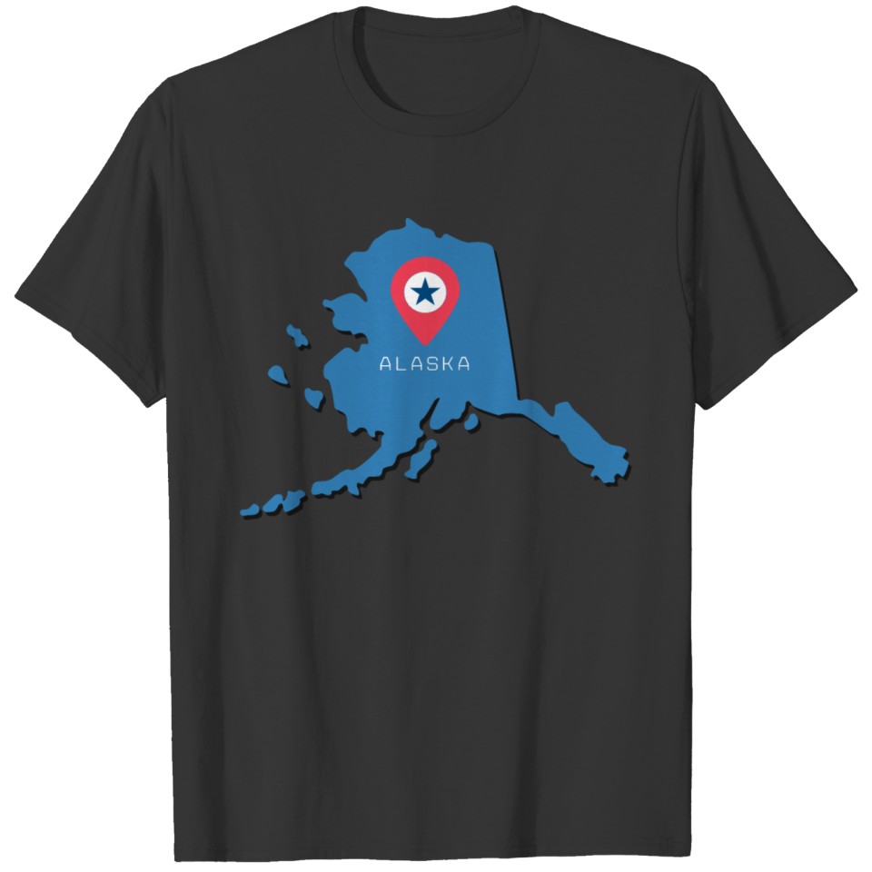 Alaska Map with Pinpoint T-shirt