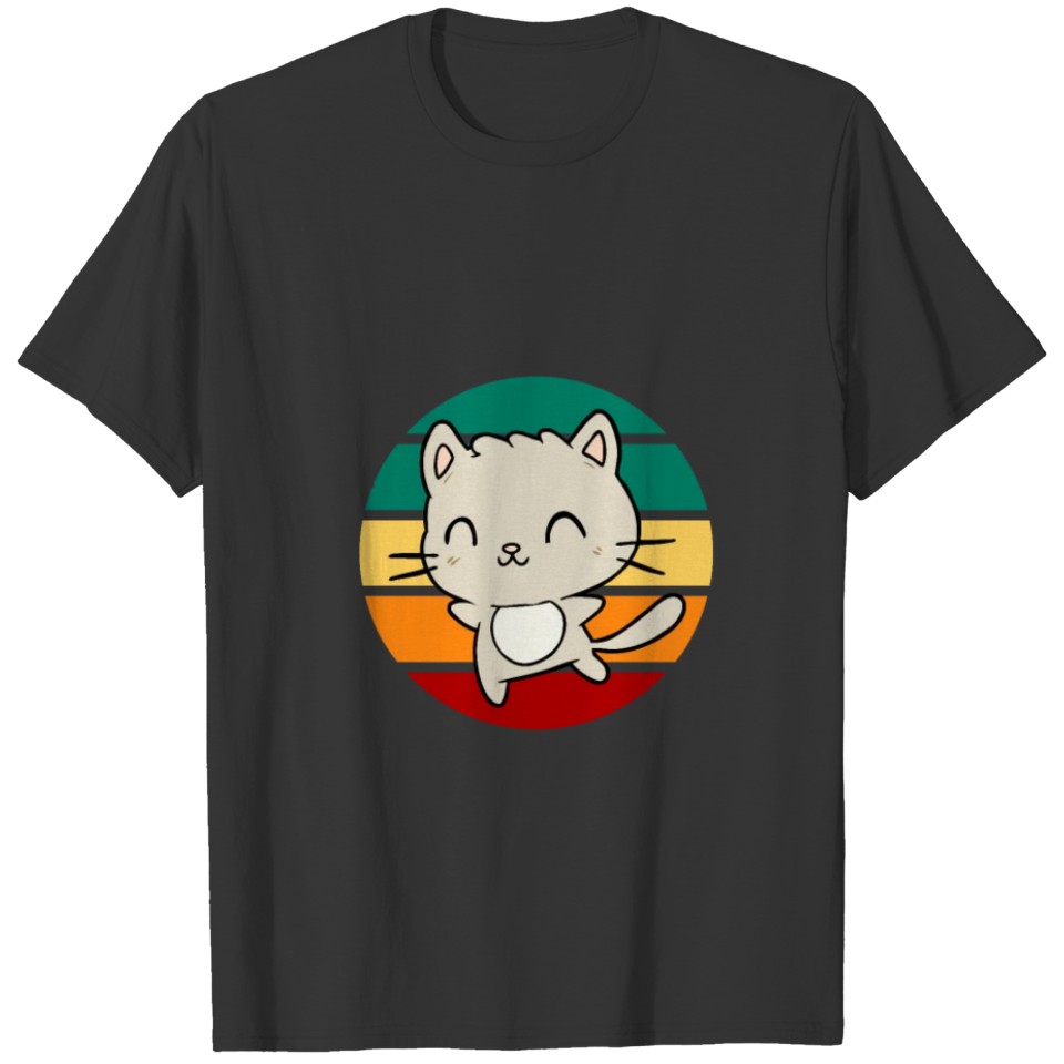 Funny Cartoon Cat Lover Retro Sunset T Shirts