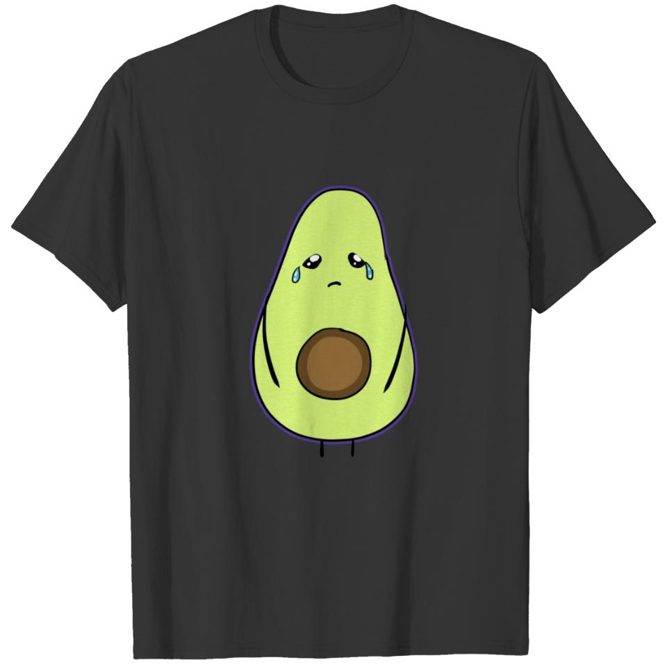 sad avocado sad crying cartoon T-shirt