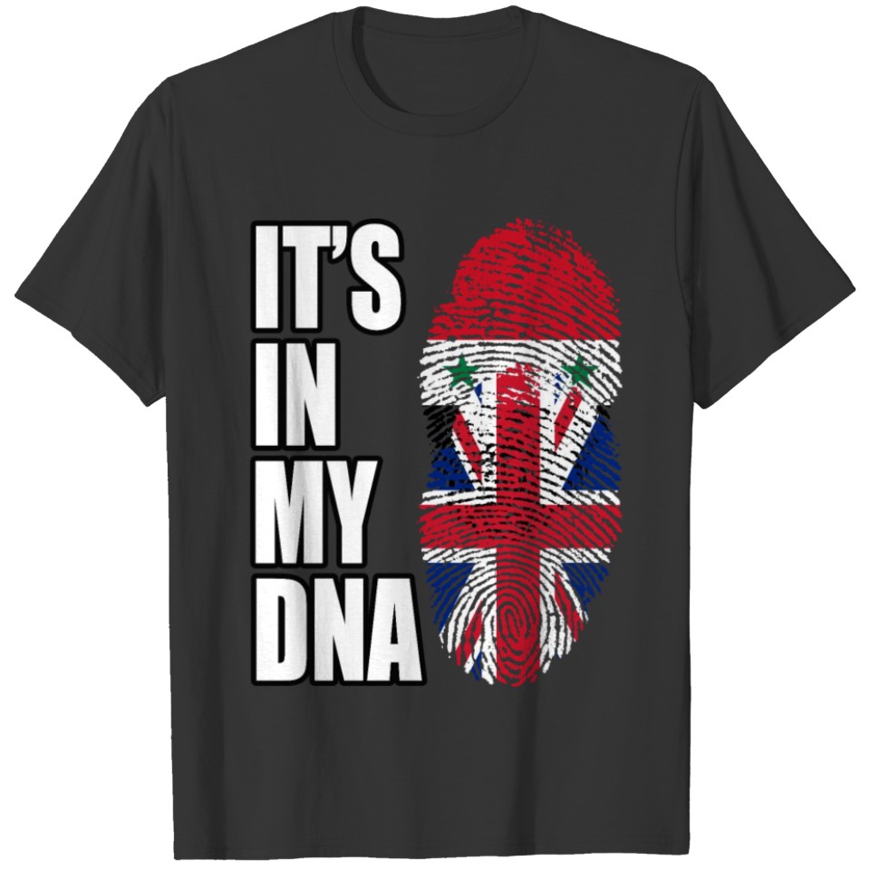 Syrian And British Vintage Heritage DNA Flag T-shirt