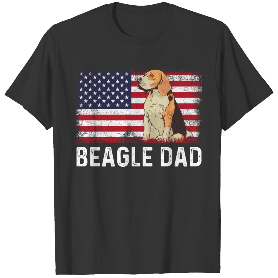 Beagle Dad American Flag 4th of July Patriotic T-shirt