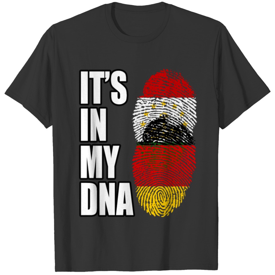 Tajikistani And German Vintage Heritage DNA Flag T-shirt