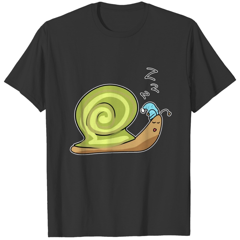 snail sleep tired animal night T-shirt