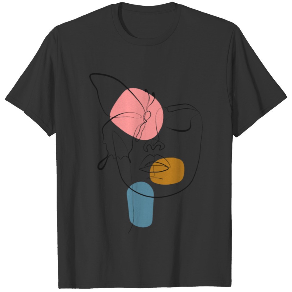 Butterfly Flower Head Women Abstract Aesthetic Art T Shirts