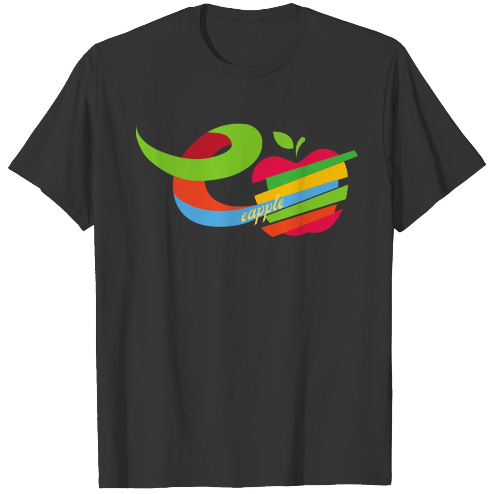 Rainbow Eapple Apple Slices and Swish Letter E T-shirt