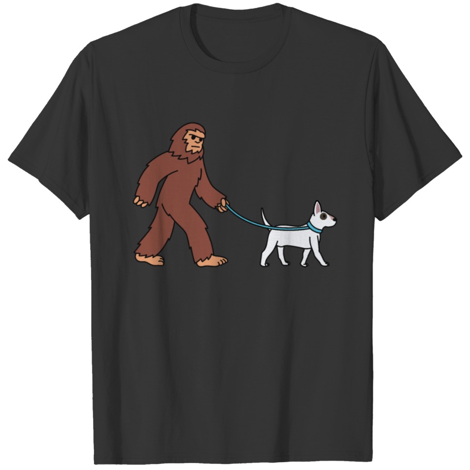 Bigfoot Sasquatch Walking English Bull Terrier T-shirt