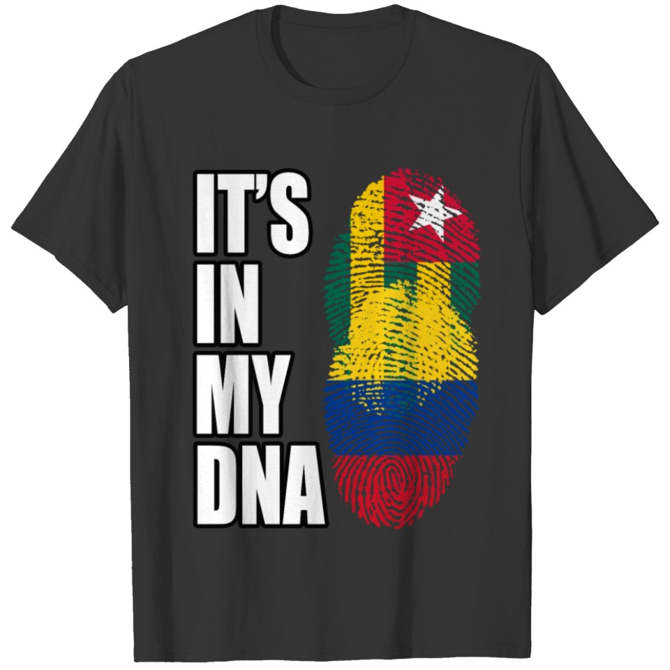 Togolese And Colombian Mix Heritage DNA Flag T-shirt