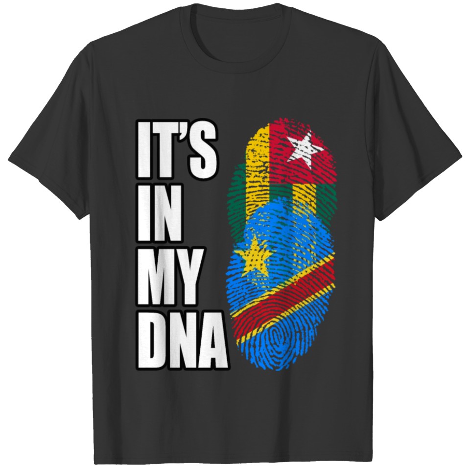Togolese And Congolese Mix Heritage DNA Flag T-shirt