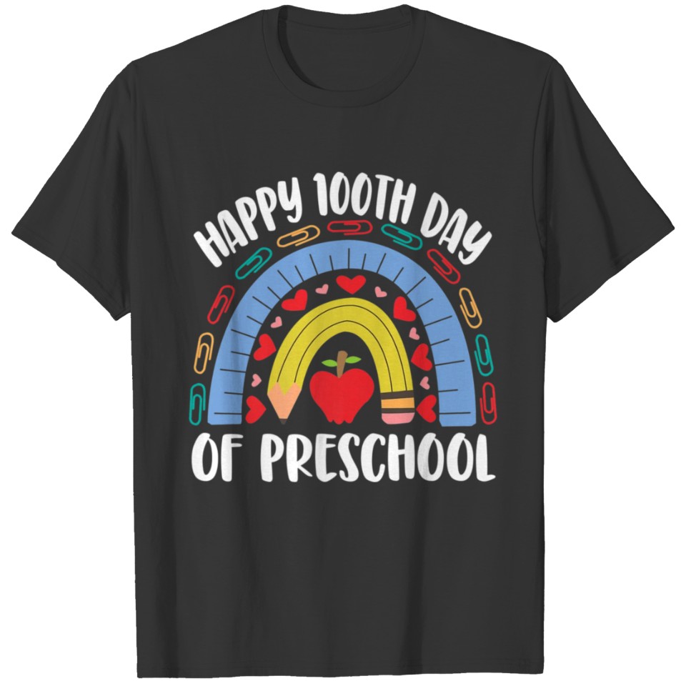 Happy 100 Days Or Preschool School Rainbow Acedami T-shirt